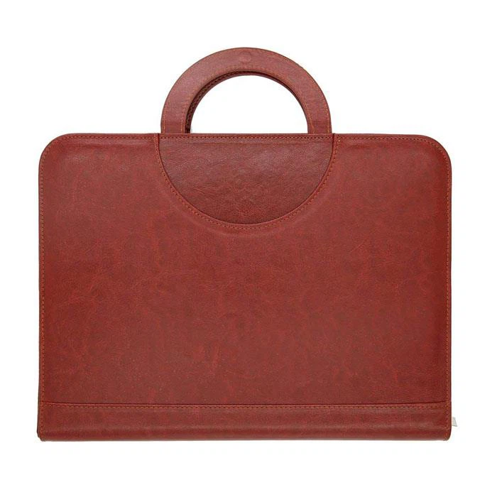 A4 Zippered Leather Portfolio With Handle