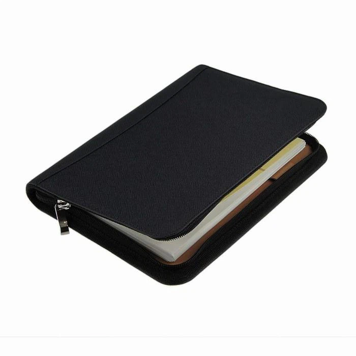 Black Business Zippered Leather Organizer Black Business Zippered Leather Organizer