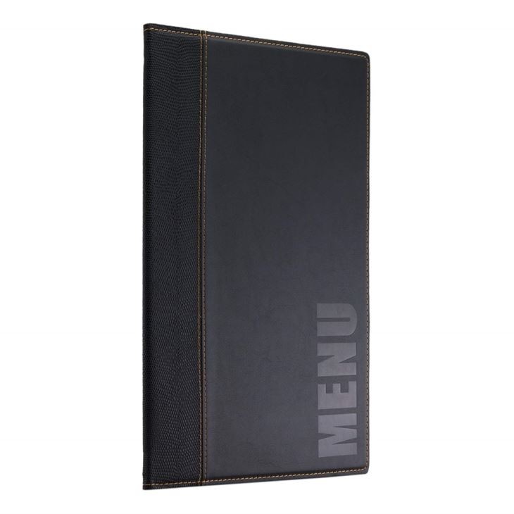 Black Leather Menu Holder Black Leather Menu Holder