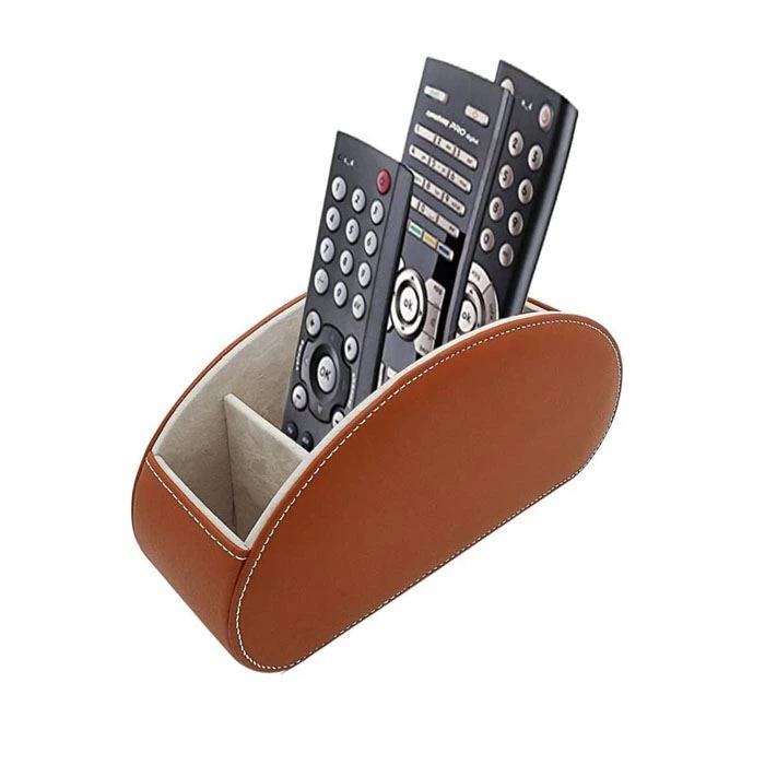 Desk Leather Remote Control Organizer Desk Leather Remote Control Organizer